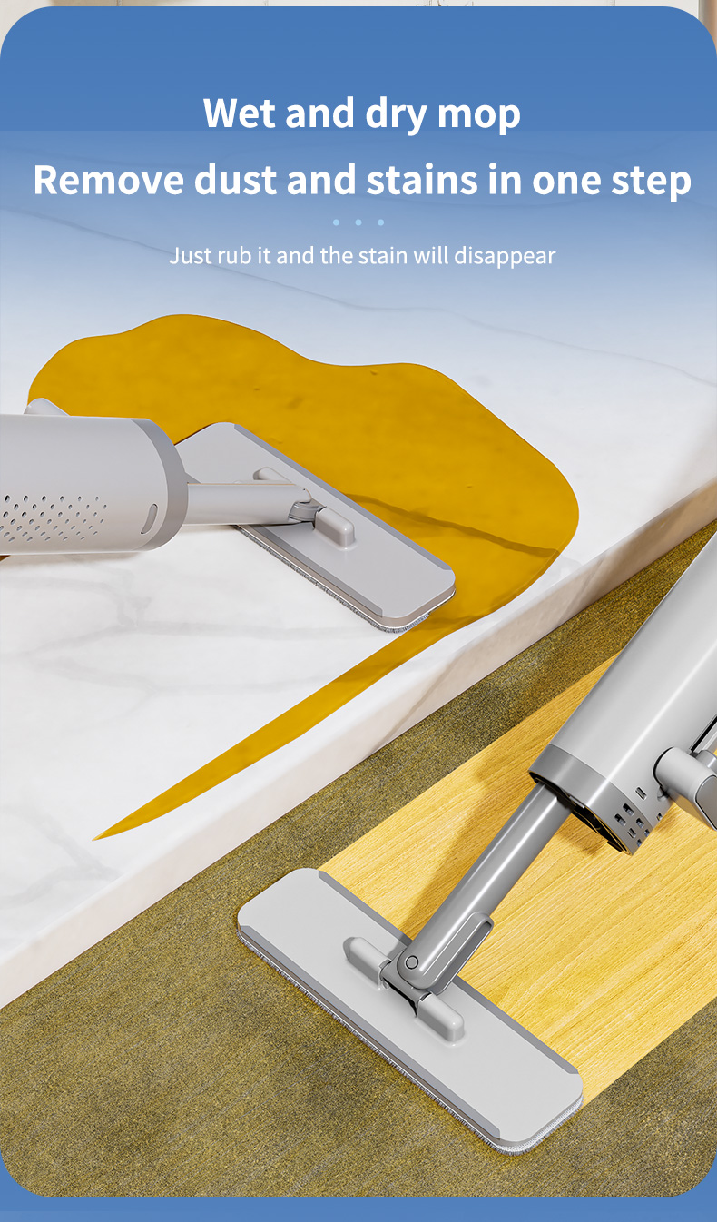 DAMAI Mini Foldable Desktop Mop, Self-Squeeze Sponge Cleaning Tool Mini Mop Small Spaces Suit Wet Dry Use Kitchen Countertops Glass Bathroom Car Inter