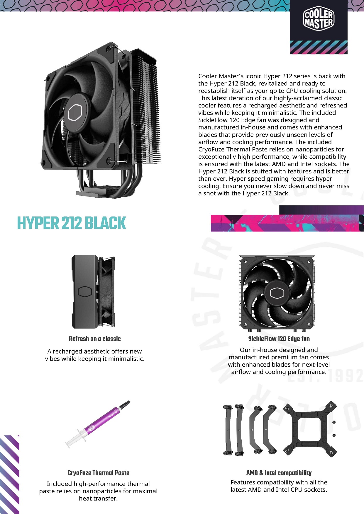 Cooler Master Hyper 212 Black CPU Cooler Fan (Support LGA1700 / AM5 ...