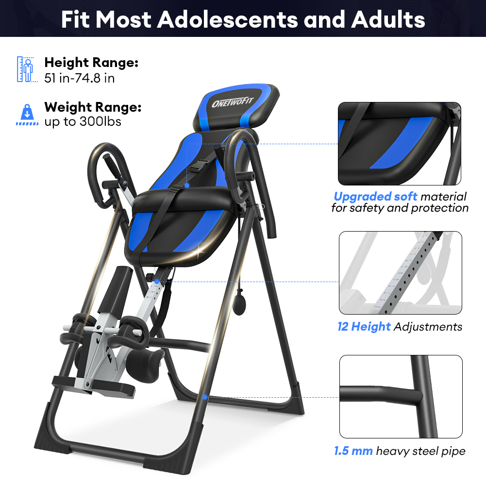 OneTwoFit Foldable Adjustable Handstand Machine Inversion Table ...
