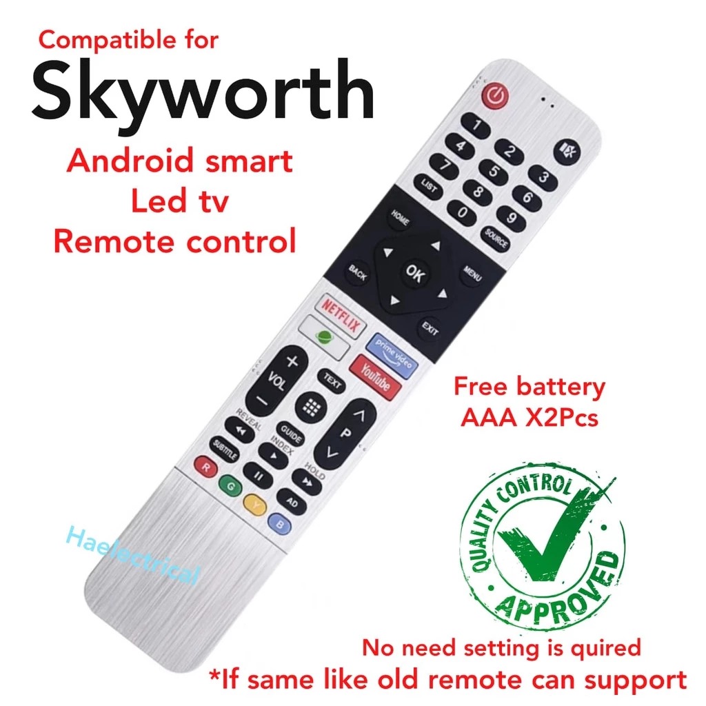 Skyworth Smart TV Remote Control NETFLIX YOUTUBE PRIME VIDEO BUTTON ...