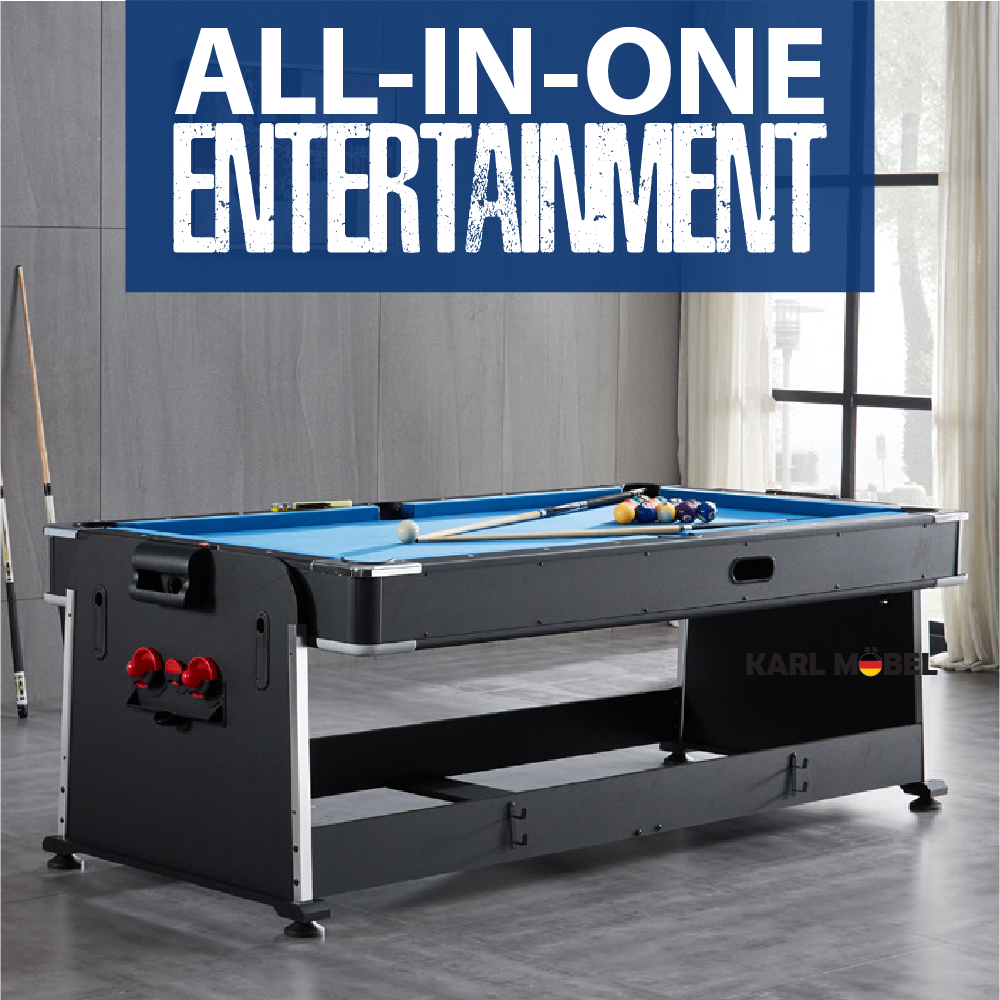Pool Table 4 in 1 Meja Pool American Snooker billiard set air hockey ...