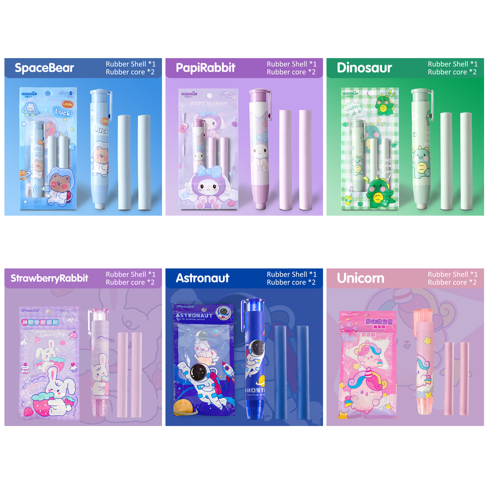 BEVAVAR Cute Eraser Push Pull Eraser Pen Wipe Clean Refillable 橡皮擦干净 ...