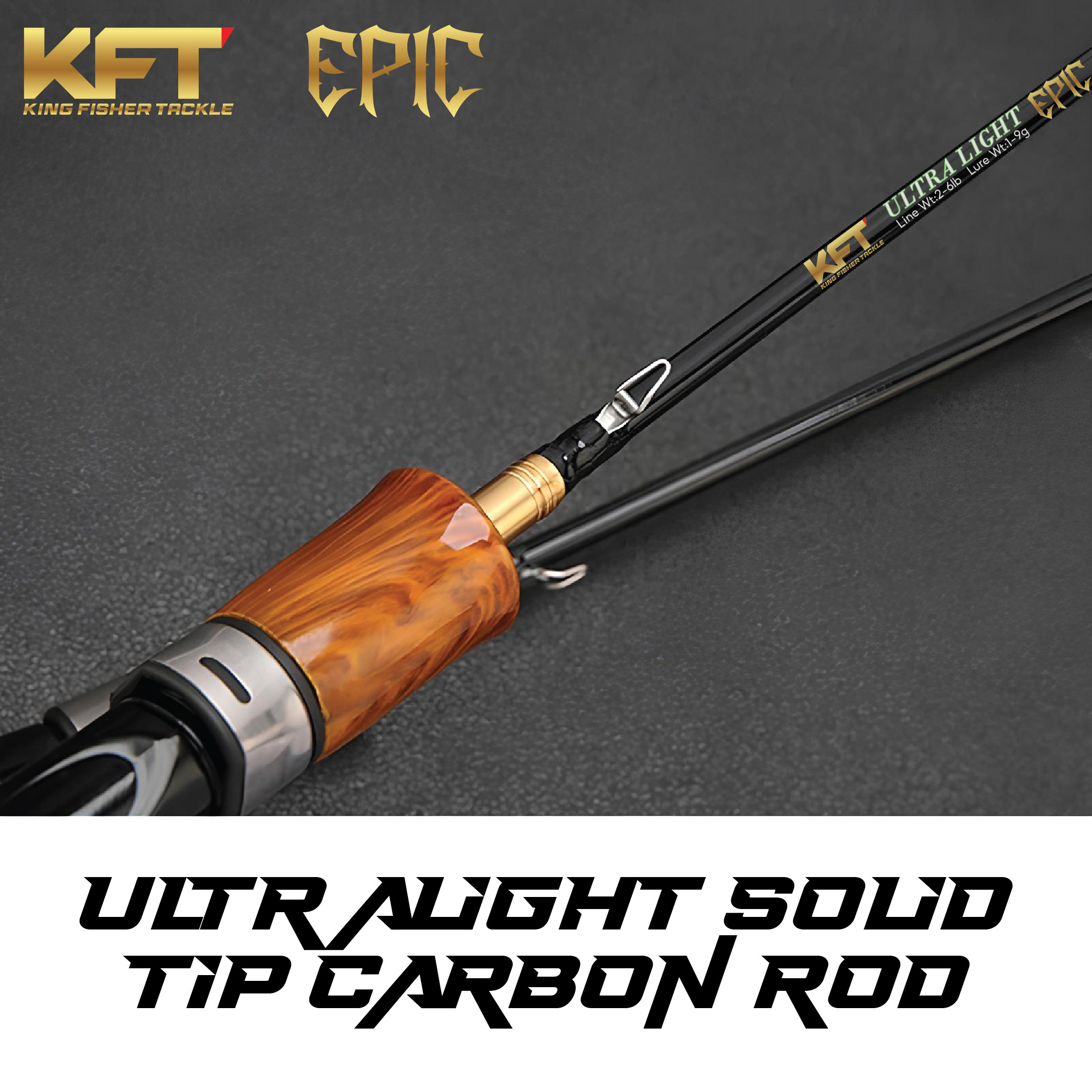 KFT EPIC Ultra Light UL Solid Carbon Fishing Rod Spinning Casting ...