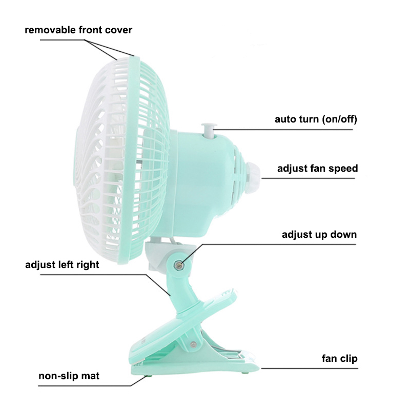 Portable 5 Blades Leaf Adjustable Clip Fan Electric Bedside Mini Fan ...