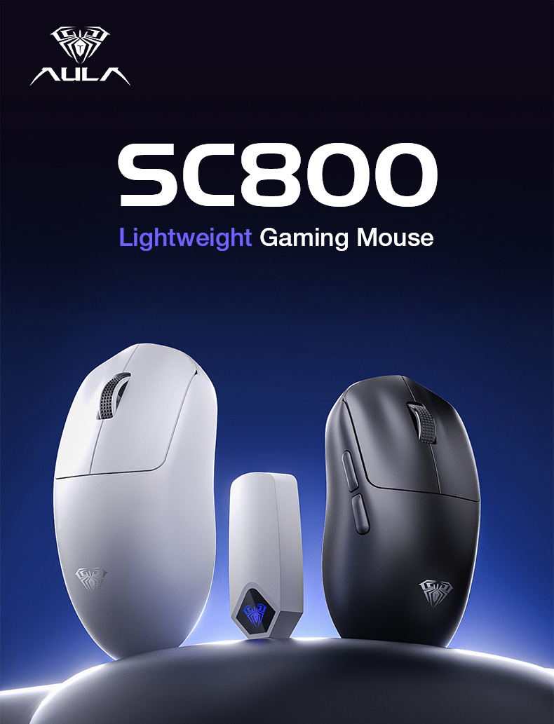 AULA SC800 Ultra-light Gaming Mouse 37g DPI 26000 Rechargeable Dual ...