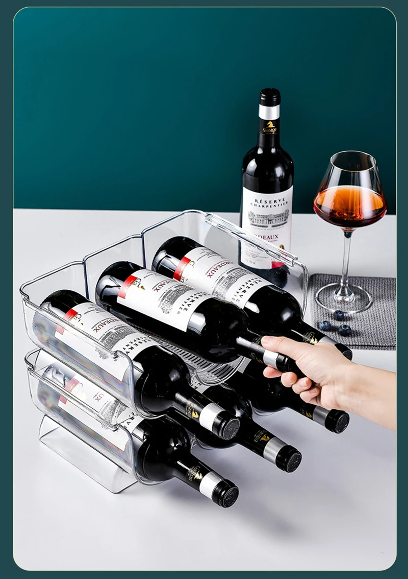 Rack Fridge Organizer Bottle Rack Kitchen Storage Wine Rack Transparent ...