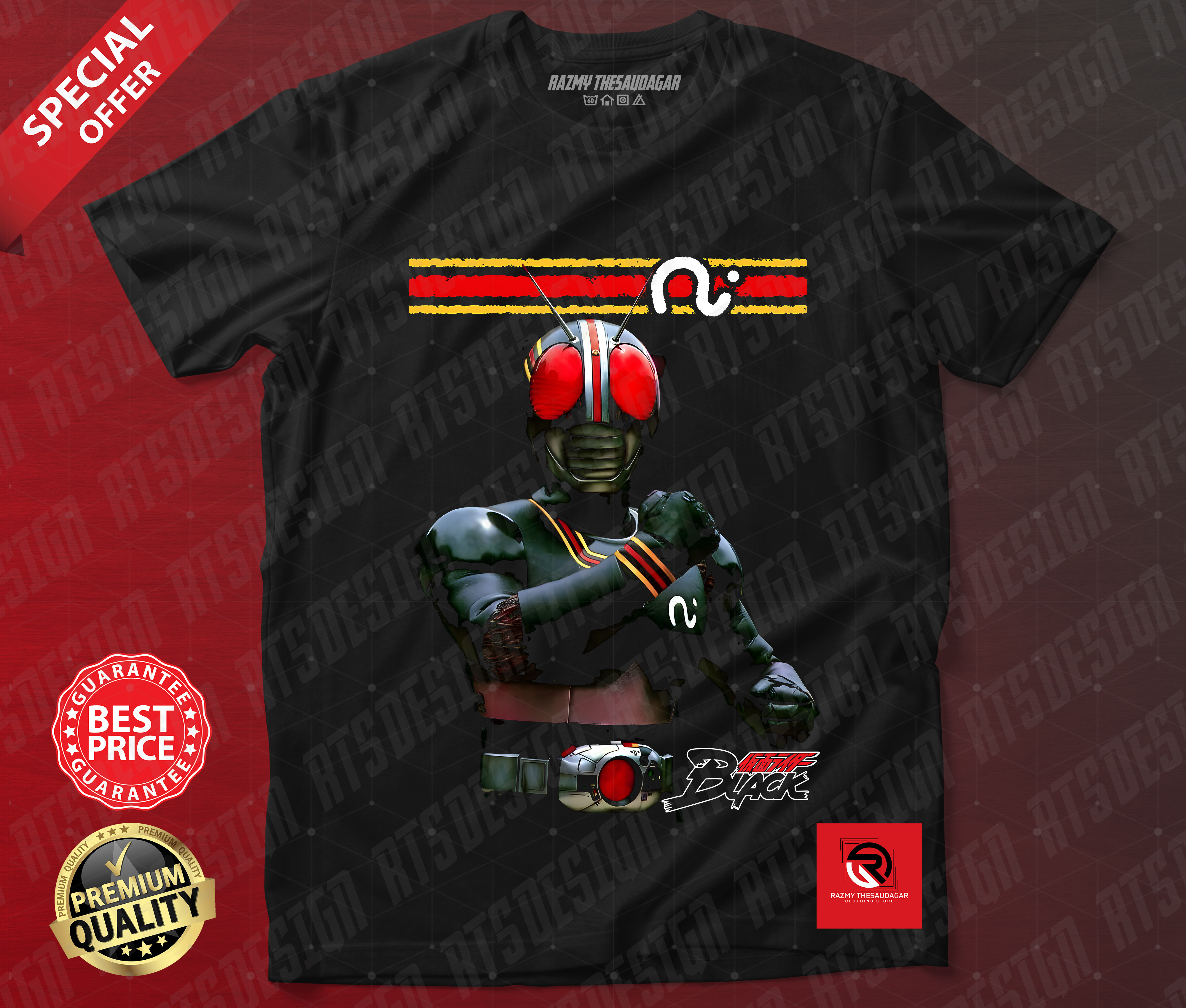 BAJU KAMEN RIDER BLACK RX VINTAGE LENGAN PENDEK ROUNDNECK T-SHIRT ...