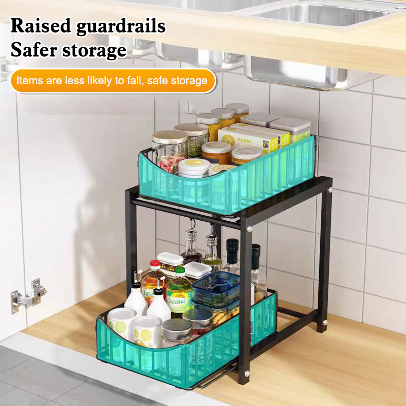Storage Rack Under Sink Rack Kitchen Organizer Rak Sliding Cabinet Rack ...