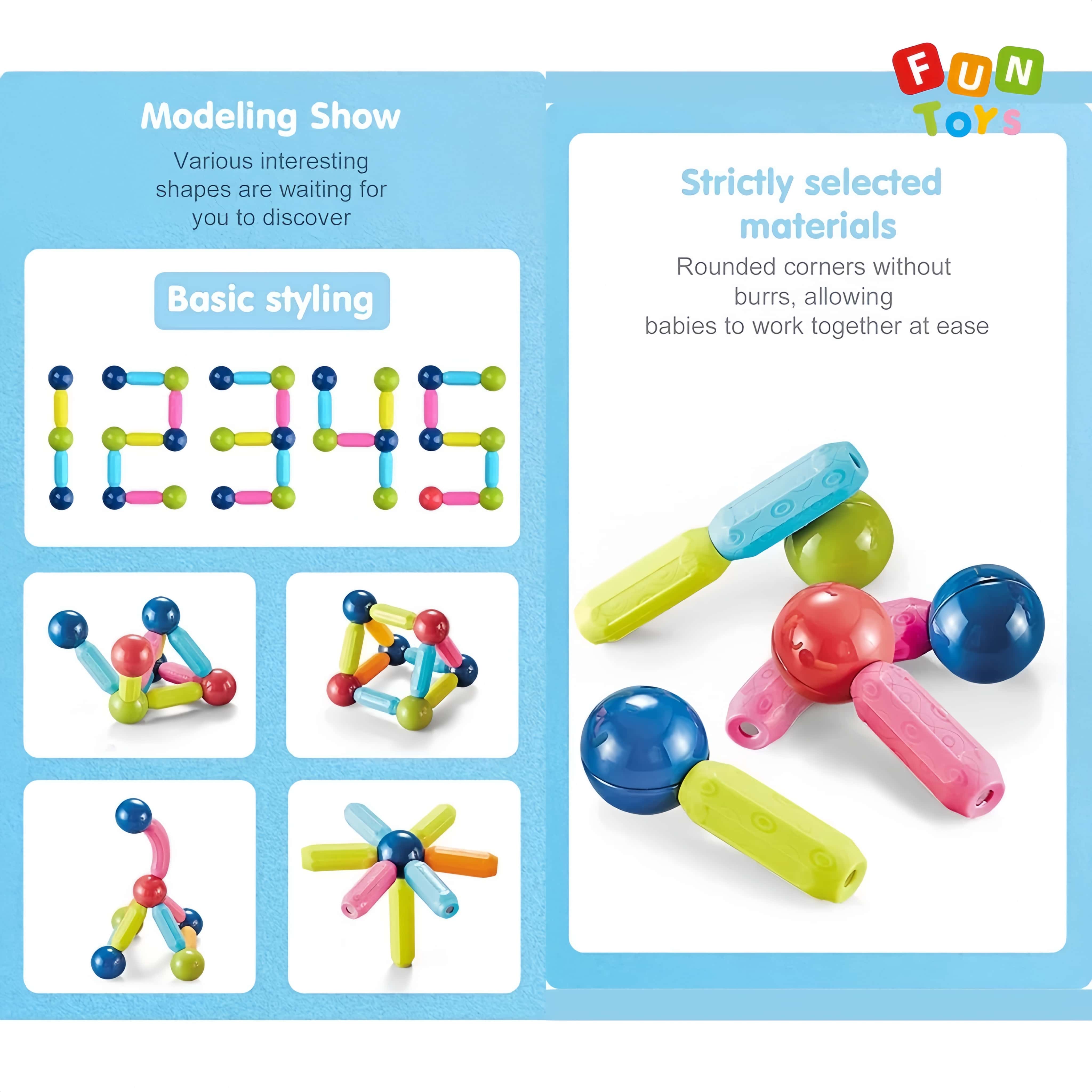 【24H】100PCS Kids Magnetic Stick Balls Building Toy Blocks With Storage ...
