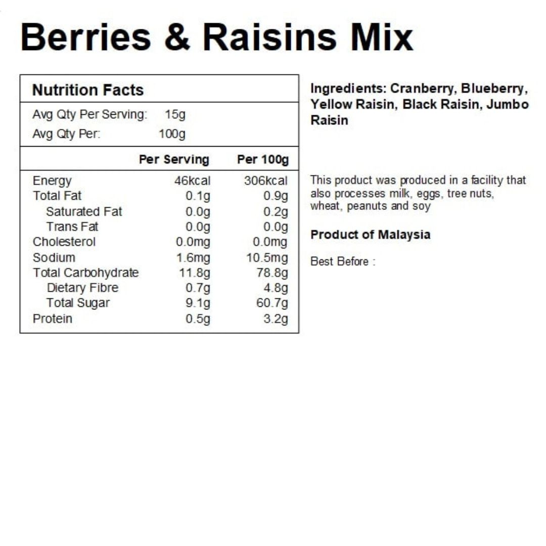 Berries & Raisin Mix - Jumbo Raisin, Black Raisin, Blueberry, Cranberry ...