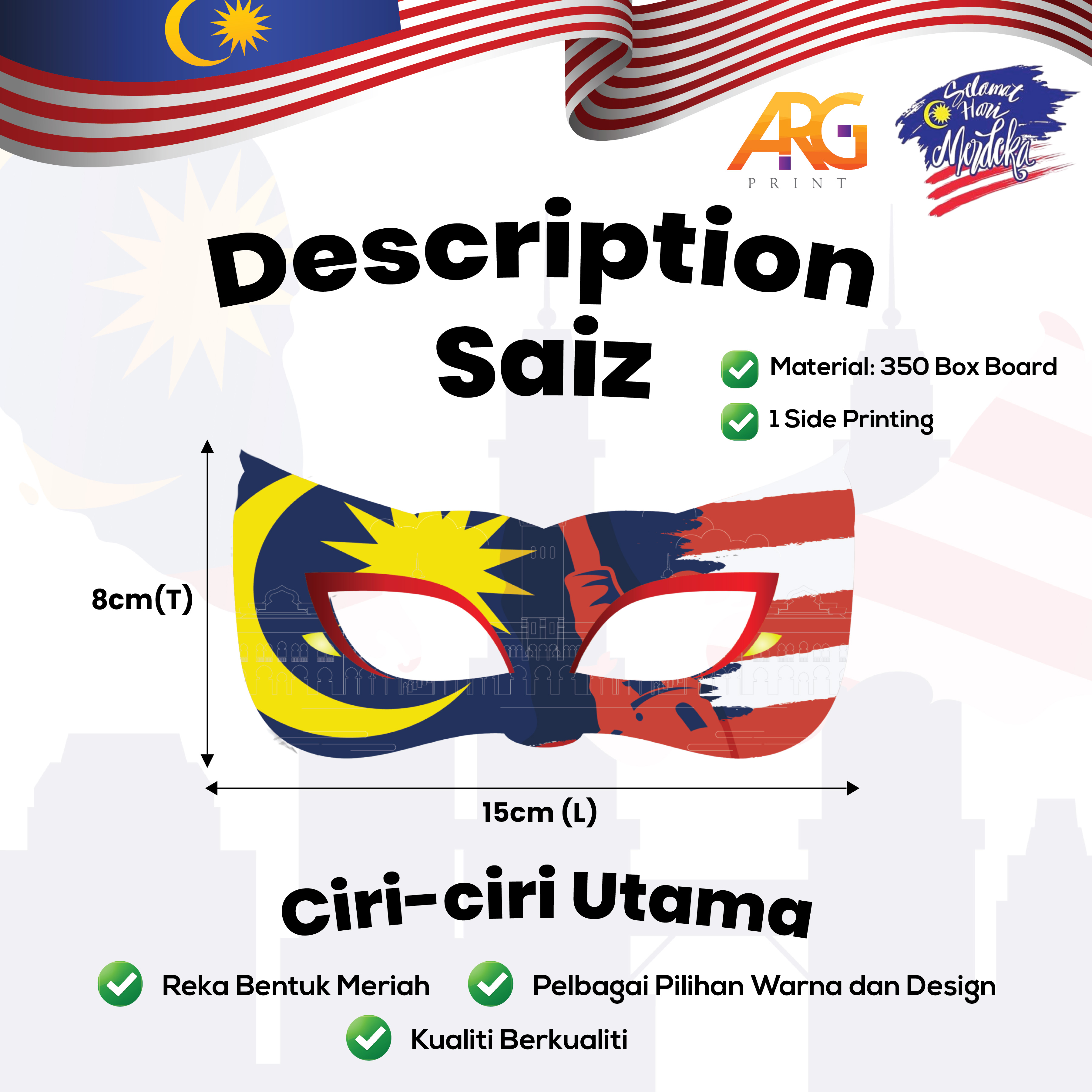 Topeng Muka Masks Props Merdeka Patriotik Malaysia Aksesori Kanak-kanak ...