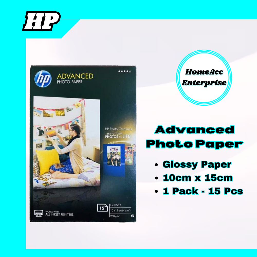 HP Advanced Photo Paper [Glossy Paper] 10cm x 15cm [4' x 6'] 15 Sheets ...