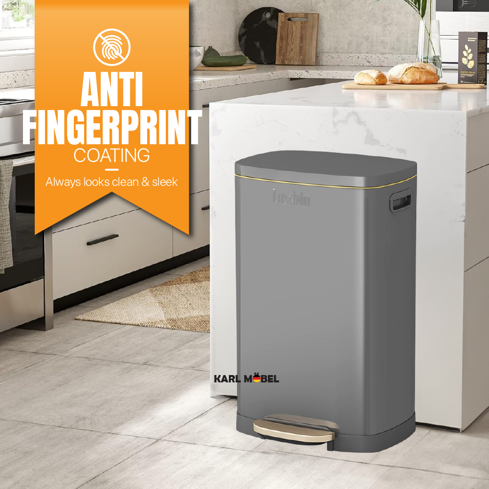 Luxbin™ Tong sampah bertutup besar Dustbin kitchen large 50L 30L Pedal ...