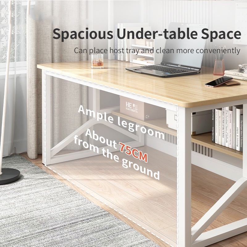 NR Computer Table With Book Shelf Student Study Table With Storage Rack ...