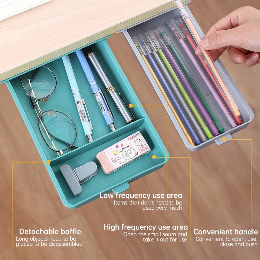 Under Desk Drawer Self hidden table drawer Storage Box used for Office ...