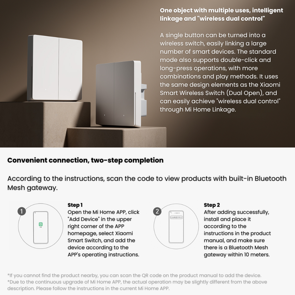 Xiaomi Smart Switch Wireless Wall Switch 1 2 3 Gang Zero Fire Neutral ...