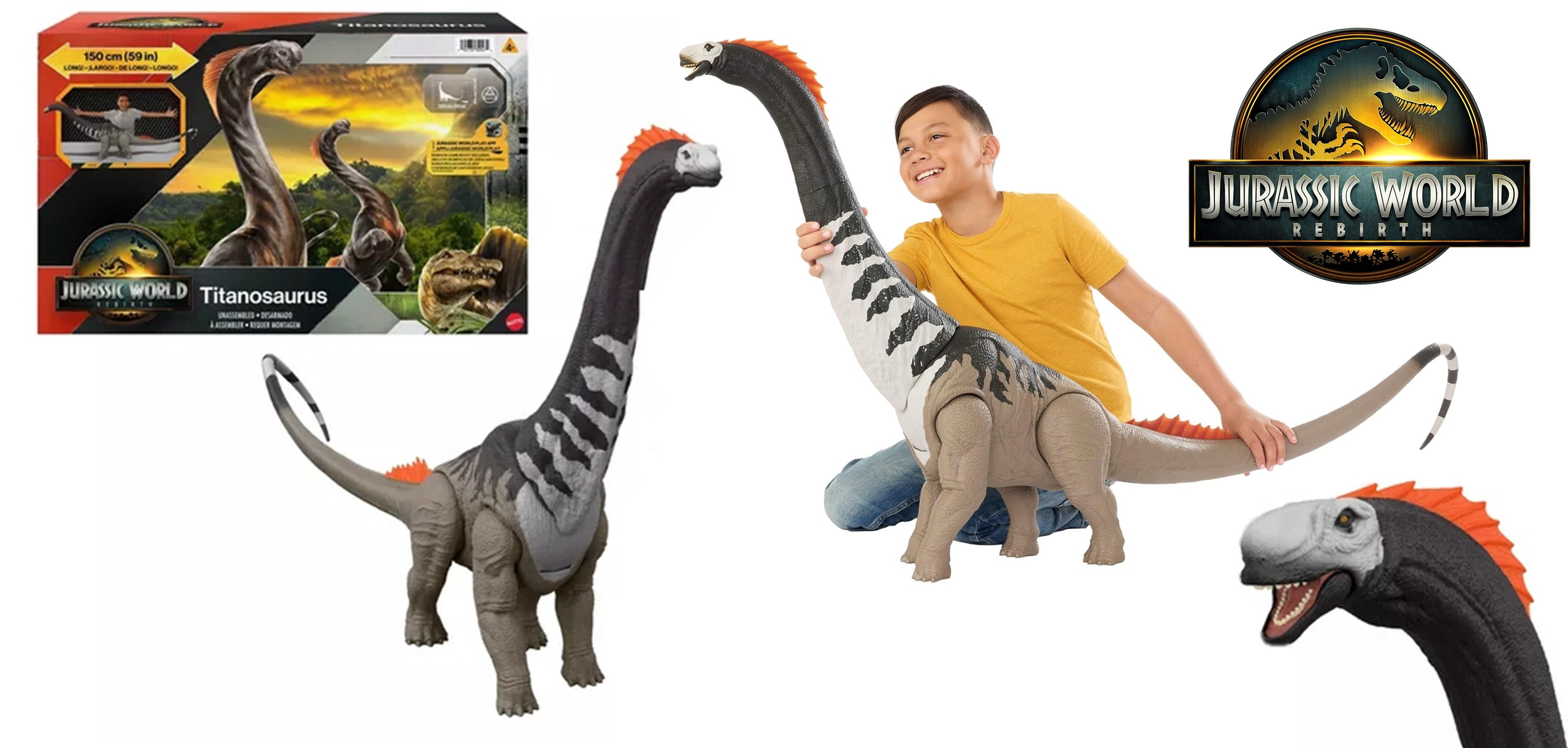 Mattel Jurassic World Rebirth Super Colossal Titanosaurus Dinosaur 53 ...