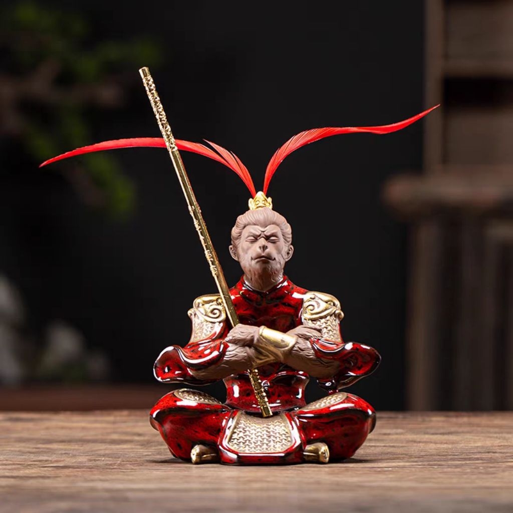 🇲🇾Sun Wukong Monkey King Ceramic Ornament 齐天大圣孙悟空佛像｜红甲陶瓷款｜汽车/家居摆件｜送防滑垫 ...