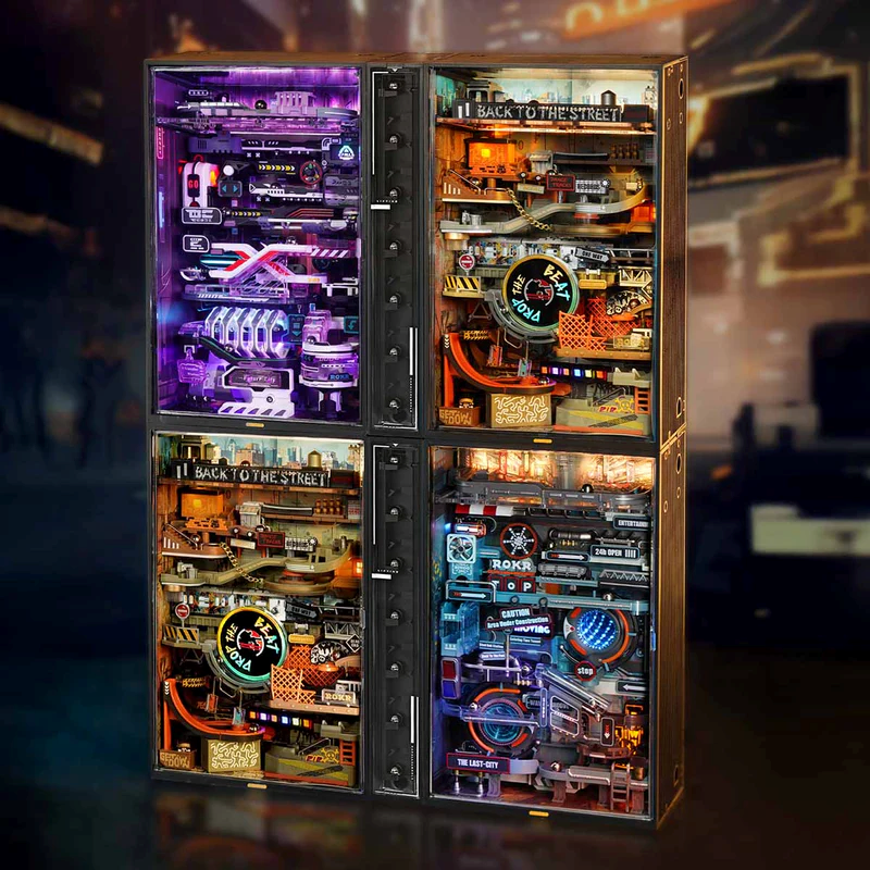 ROBOTIME Puzzle 3D Maquette a Construire Last City Circuits de Billes, LED Obscurité Lumineuse
