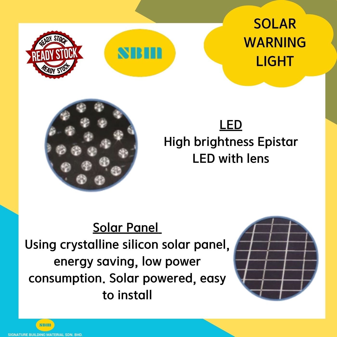 SBM - FLASHING SOLAR WARNING LIGHT BLUE / YELLOW LED | Shopee Malaysia