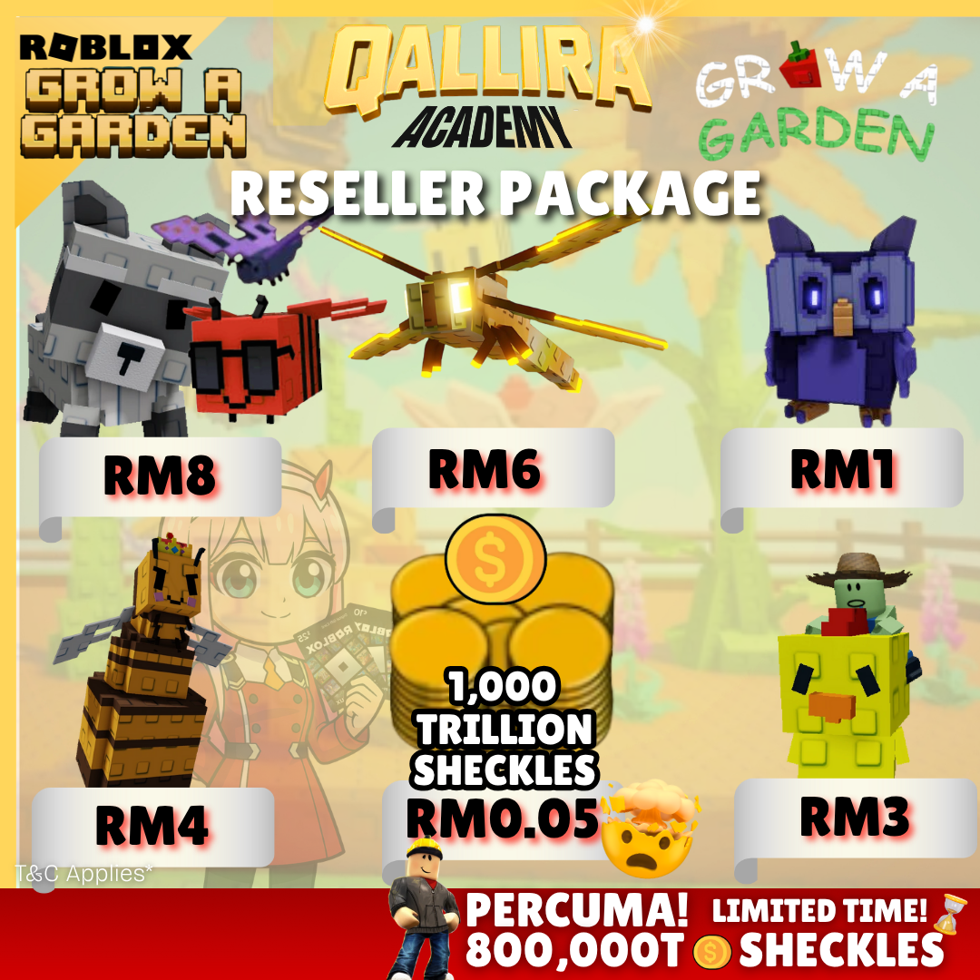 🌴GROW A GARDEN 🐱 GAG SHECKLES, RACCOON & MORE PETS RESELLER PACKAGE ...