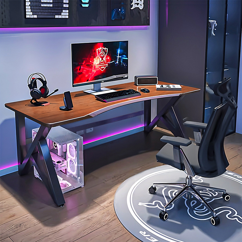 SEVENWOOD Meja Computer Gaming Table Bedroom 120-140cm Walnut Computer ...