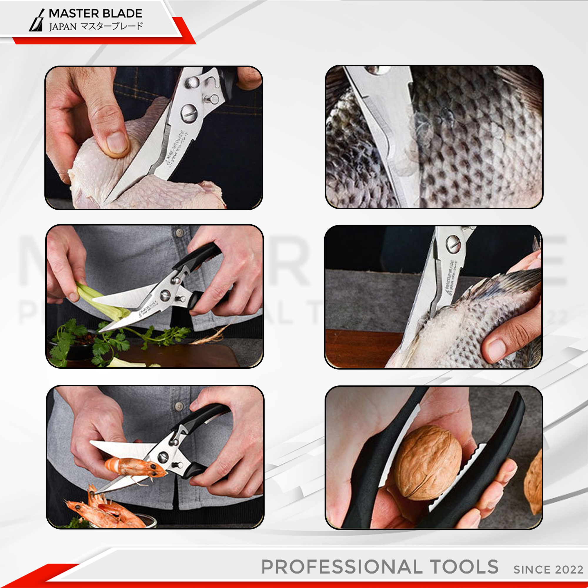 MASTER BLADE Heavy-Duty Kitchen Scissors ProCrush Shears for Chicken ...