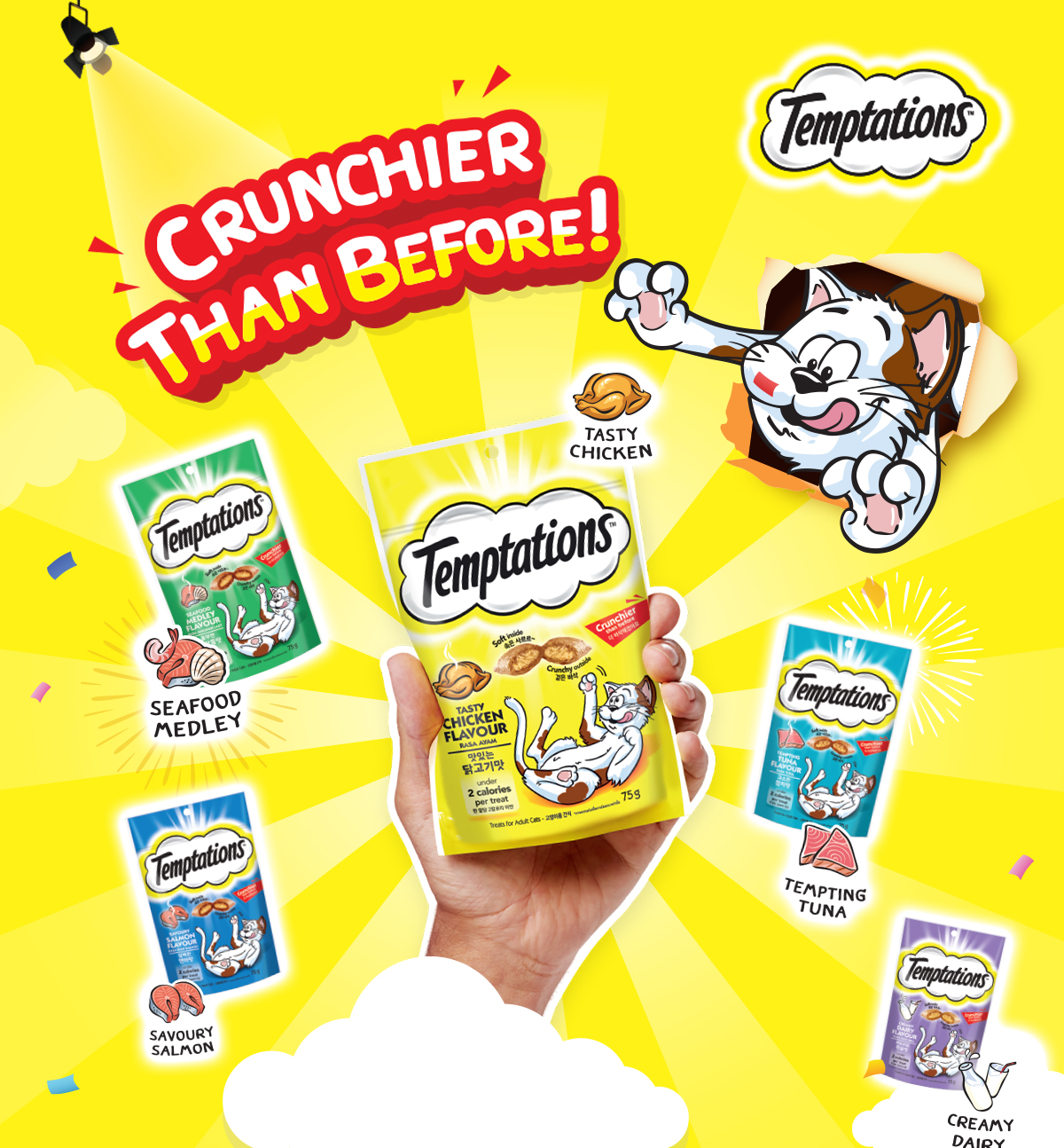 TEMPTATIONS Cat Treats Pockets & Mix Ups - All Flavors 75g (3 Packs ...