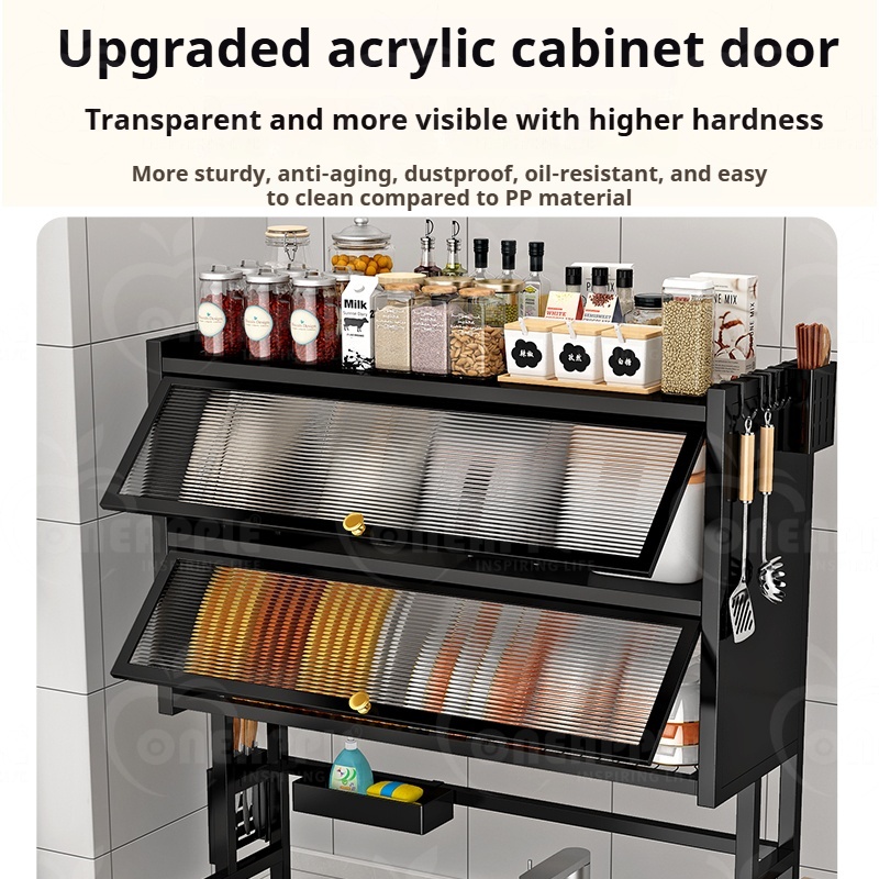 【Dustproof Upgrade】ONEAPPLE Sink Dish Rack, Dual Layer Storage Cabinet ...