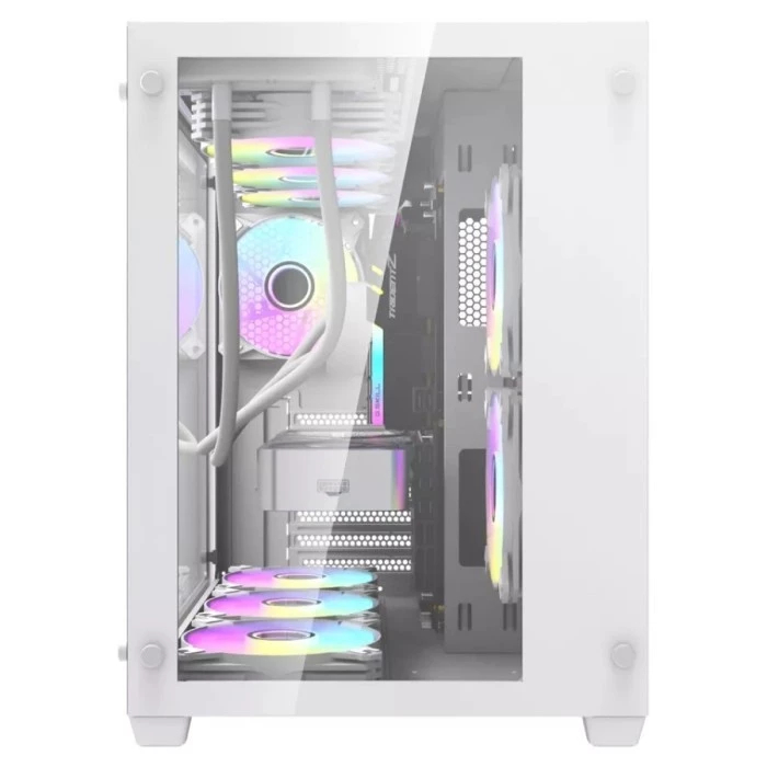 DarkFlash C285 Tempered Glass Gaming Case Luxury M ATX White Casing ...