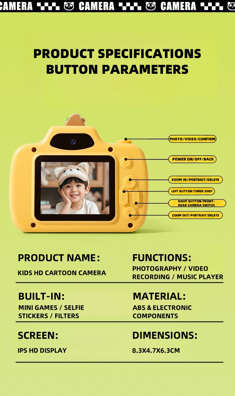 Capybara Children's Camera HD Digital Recordable Gift Toy Can Photo ...