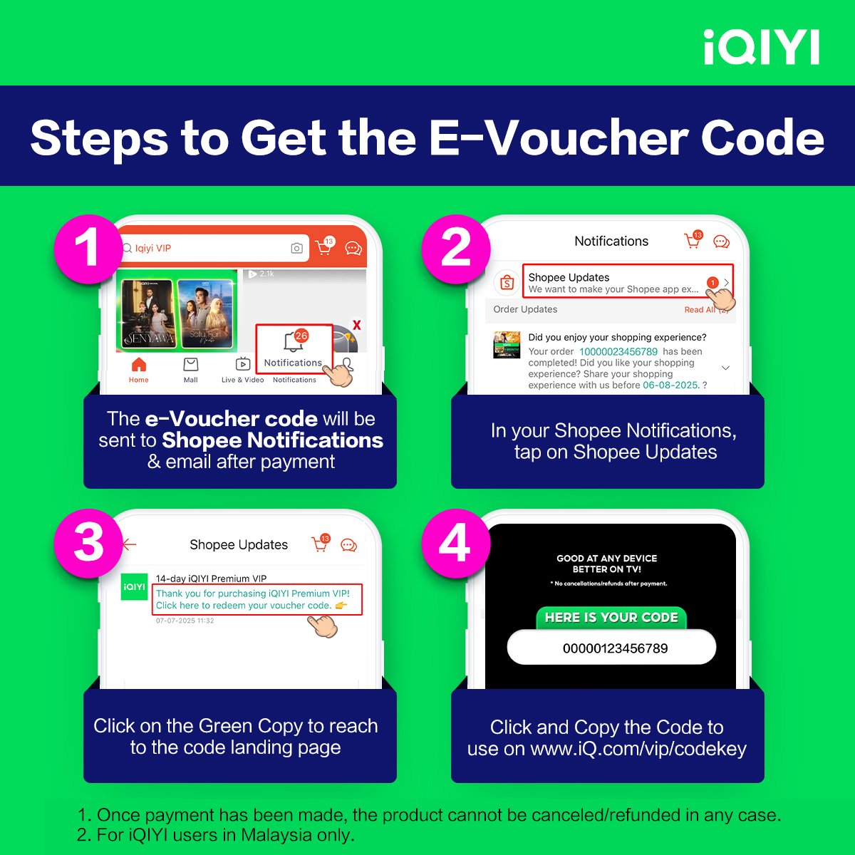 (E-Voucher) iQIYI VIP 1-Day Standard VIP, 1080P Clarity + Skip Ads for ...
