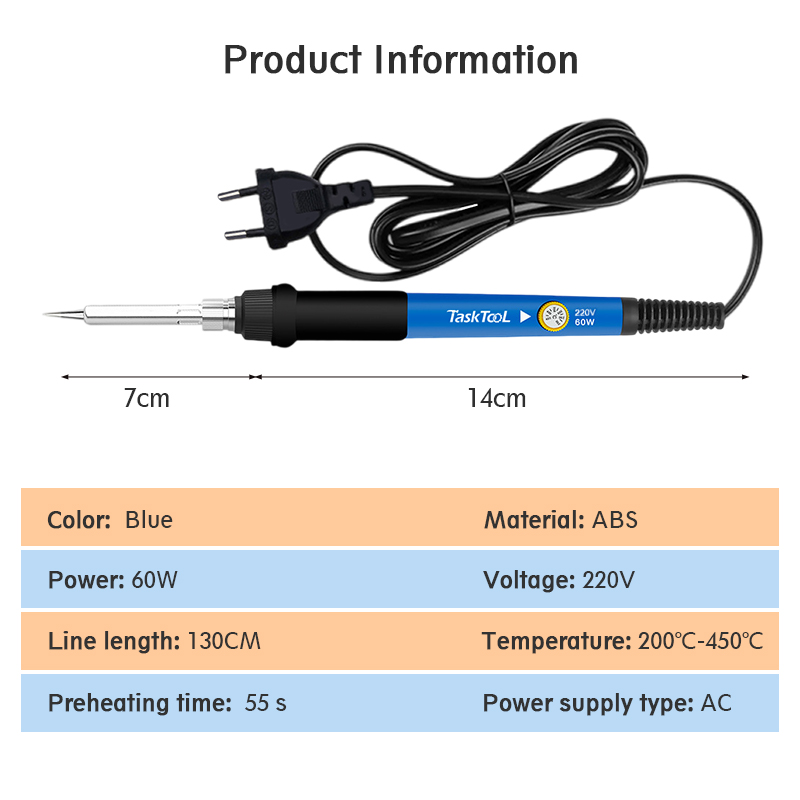 Adjustable Temp 60W Soldering Iron With Digital Multimeter & Stand – 200°C To 450°C, Ceramic Core – Complete DIY Electronics Repair Kit