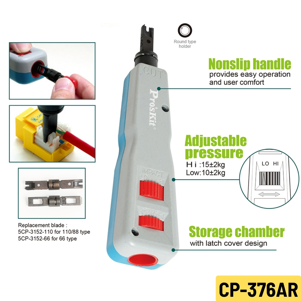 Pro’sKit Punch Down Tool CP-3141A CP-3145B CP-3152 Network Cable Wire ...