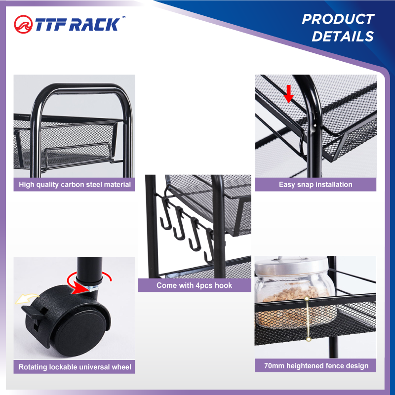 TTF Rack™️ (MTR) Multipurpose Trolley Rack with Wheel Storage Rack ...