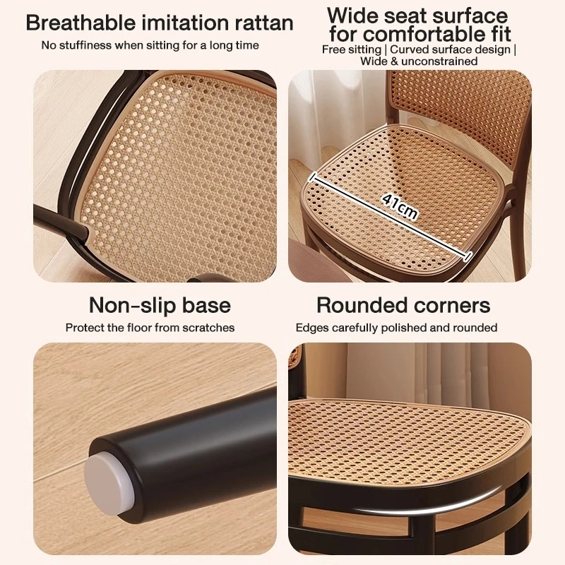 Kerusi 🔥Nordic Rattan Chairs Stackable Plastic Chairs Tables&Chairs ...