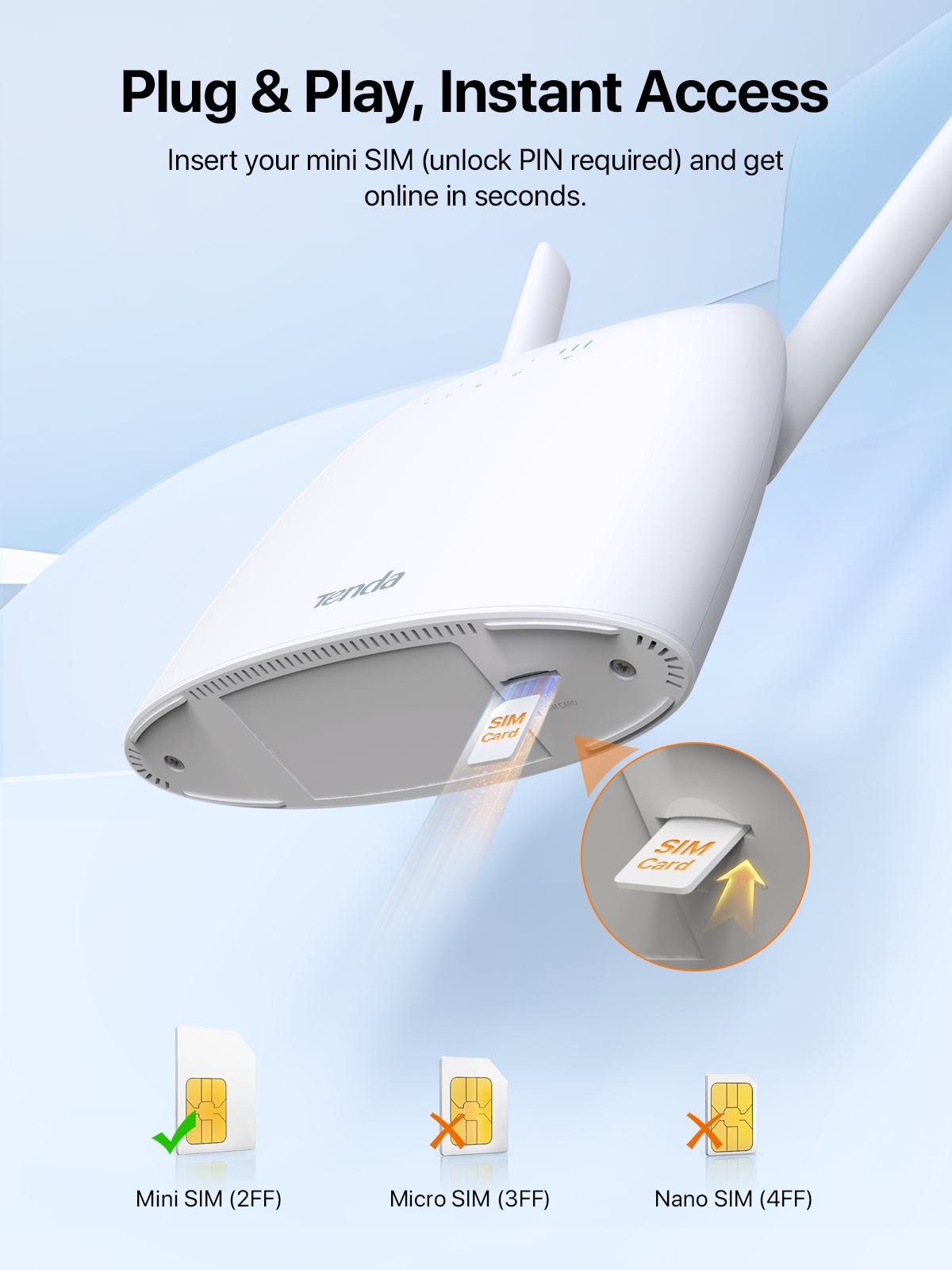 Tenda 4G07 AC1200 4G LTE SIM Card WiFi Router | Dual Band 1200Mbps ...