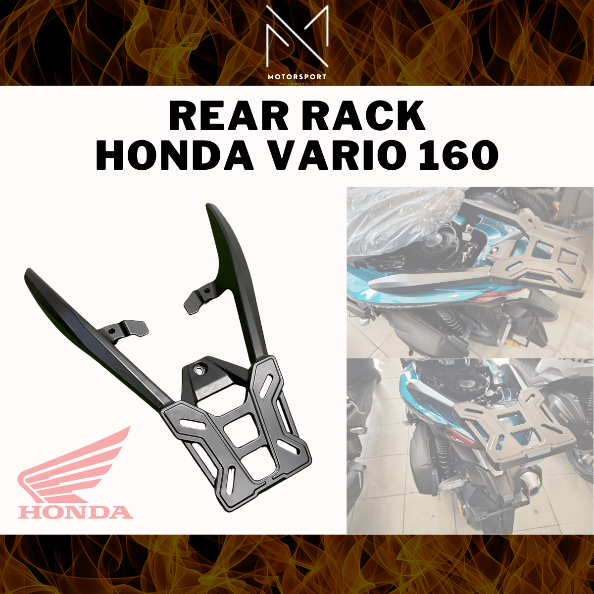 HONDA VARIO 160 Rack With Box Monorack Top Box 37L 47L 55L Bracket Rack ...