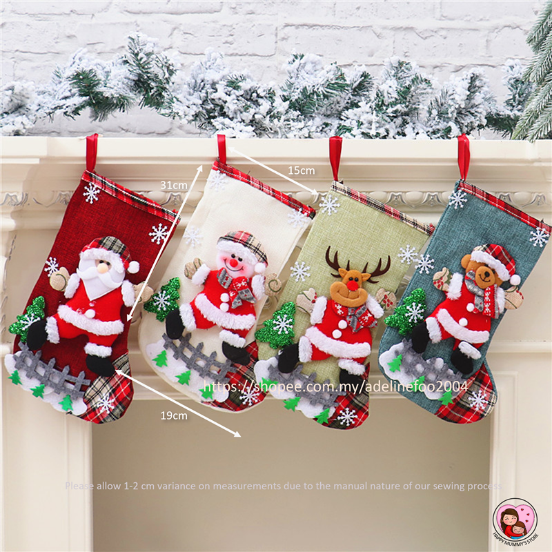 [MALAYSIA STOCK] Christmas Socks Decoration Fireplace Hanging Socks 3D ...