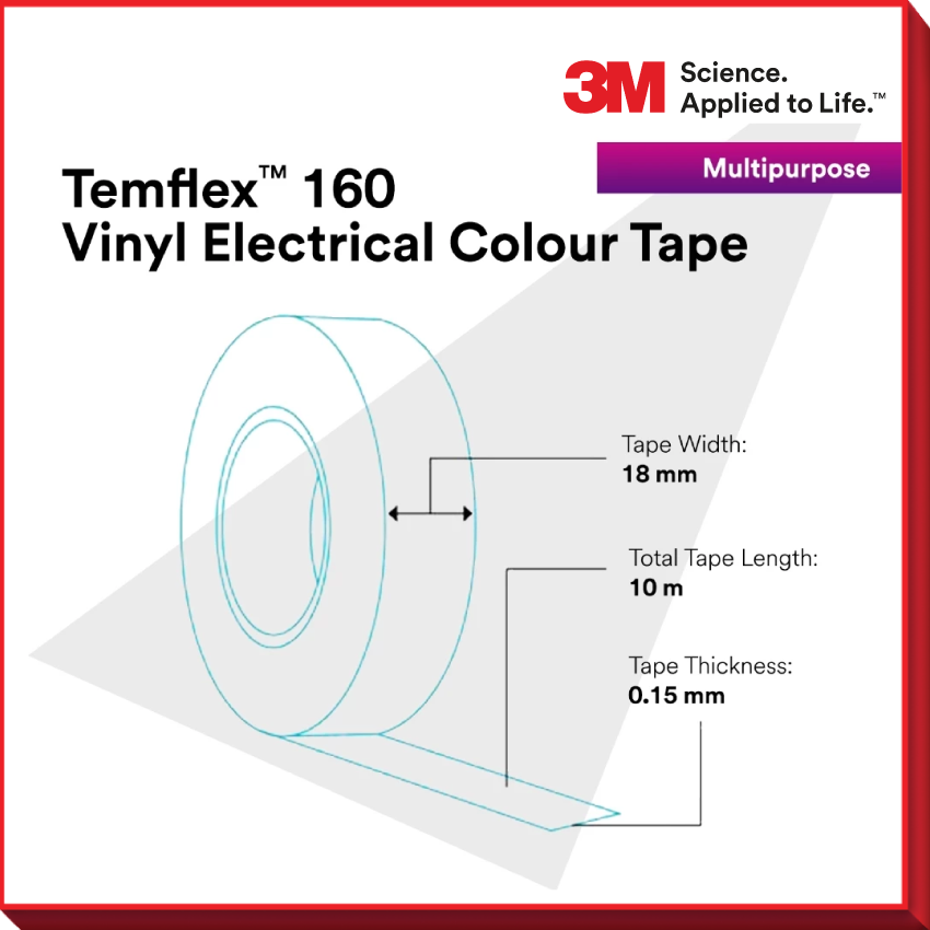 3M™ TEMFLEX 160 ELECTRICAL TAPE/COLOR VINYL TAPE/PVC INSULATION WIRE ...