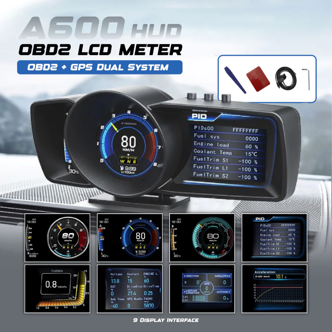 A600 OBD2 Meter Gauge Meter Car GPS Alarm Speed HeadUp LCD display
