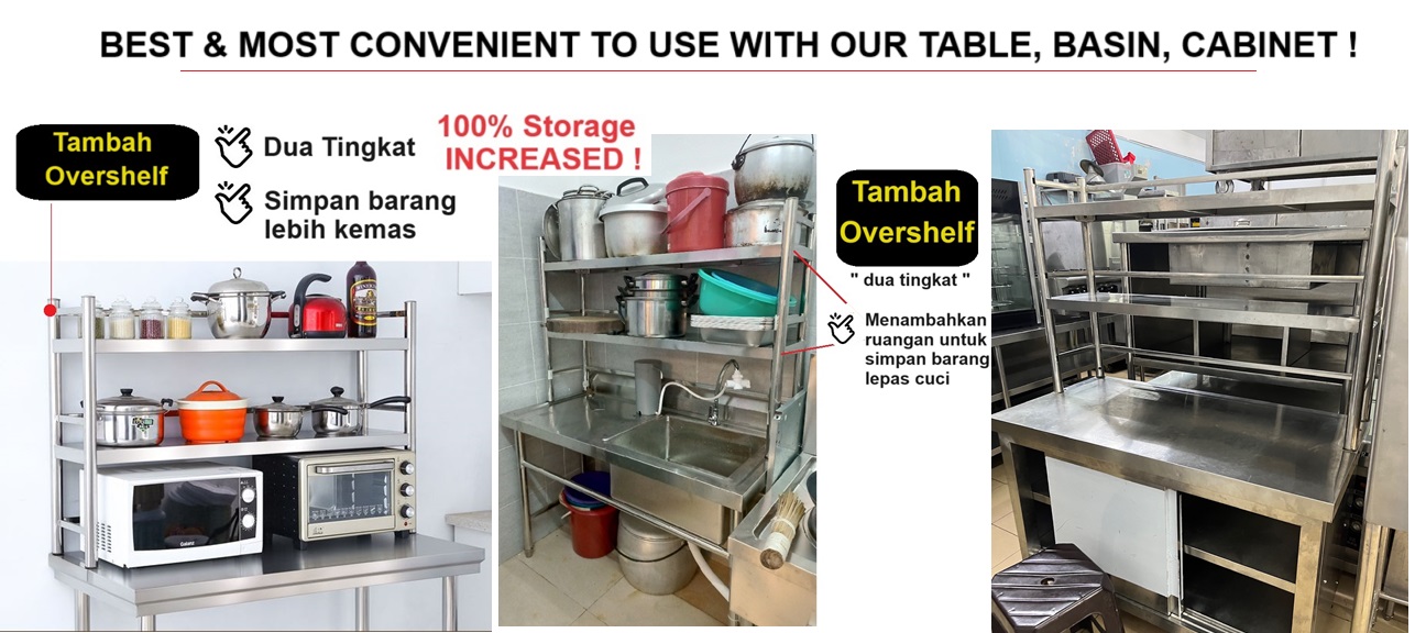 OVERSHELF SHOWCASE SHELVES 60-180CM TABLE TOP RAK ATAS MEJA/STORAGE ...
