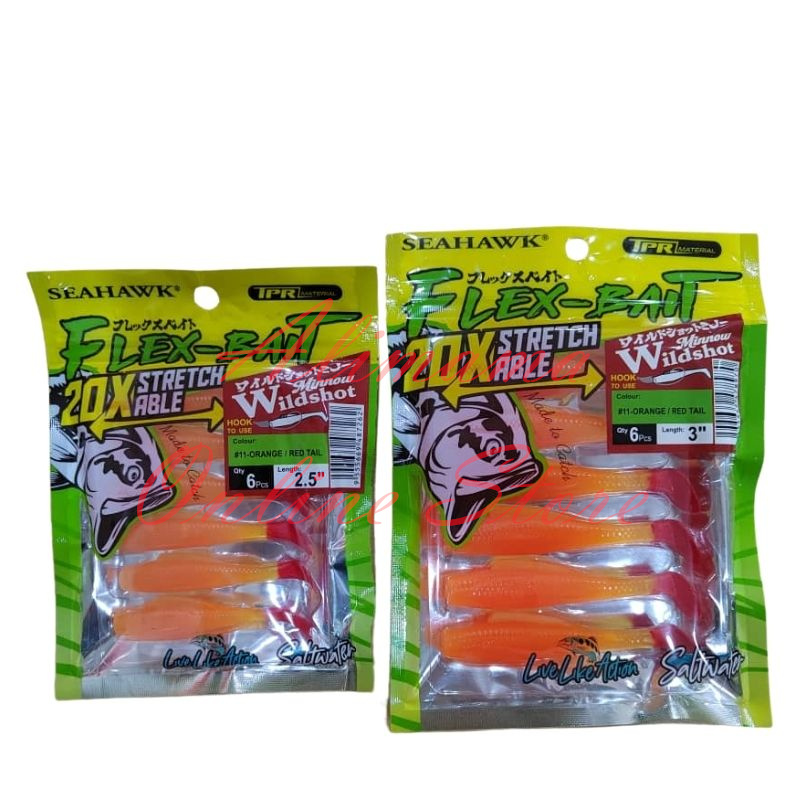 SEAHAWK FLEX-BAIT 20X STRETCH WILDSHOT MINNOW 2.5” / 3.0” SOFT BAIT SP ...