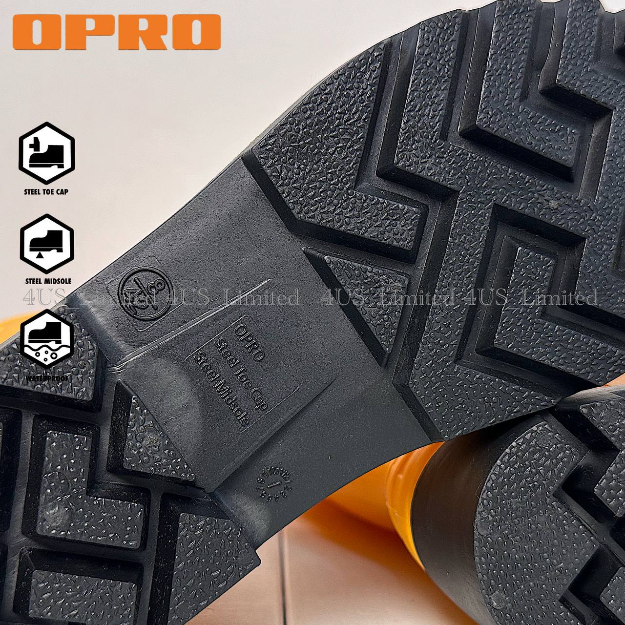 OPRO-100 SAFETY SHOES WELLINGTON BOOT YELLOW RUBBER BOOT STEEL TOE CAP ...