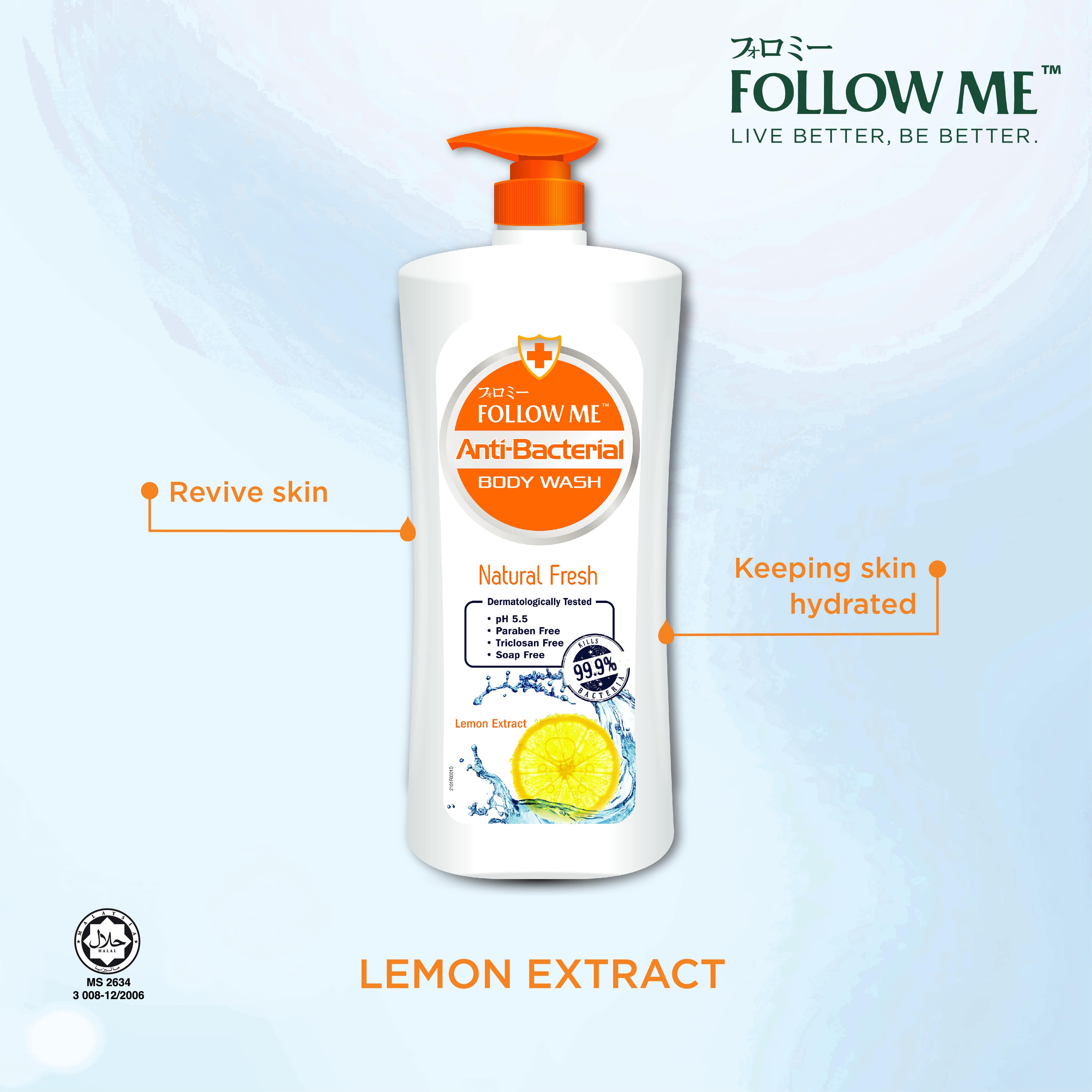 Follow Me Anti-Bacterial Body Wash Refill Pack 850ml (Natural Fresh ...