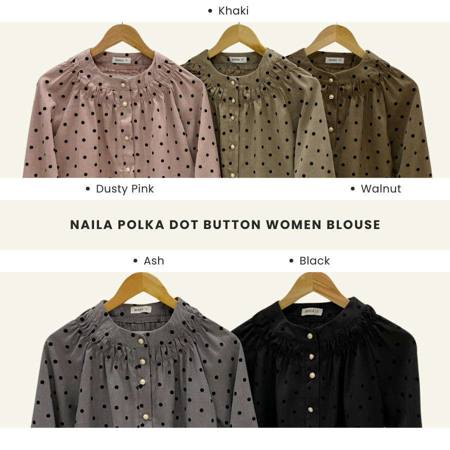 ZUCCA NAILA POLKA DOT BUTTON WOMEN BLOUSE - DM215 | Shopee Malaysia