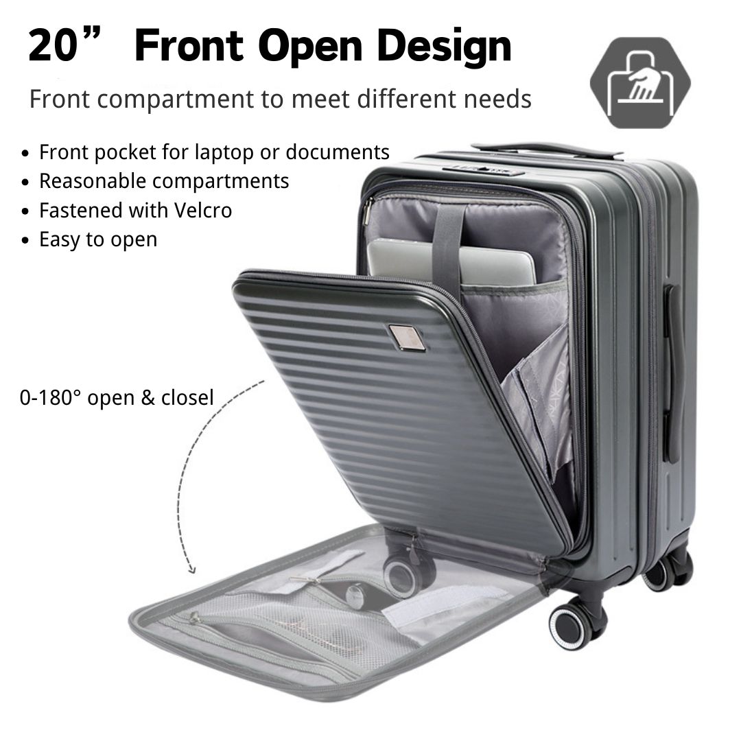 Jtrave Extend Zip J5 Front Open Luggage High Quality PC Material 20”/24 ...