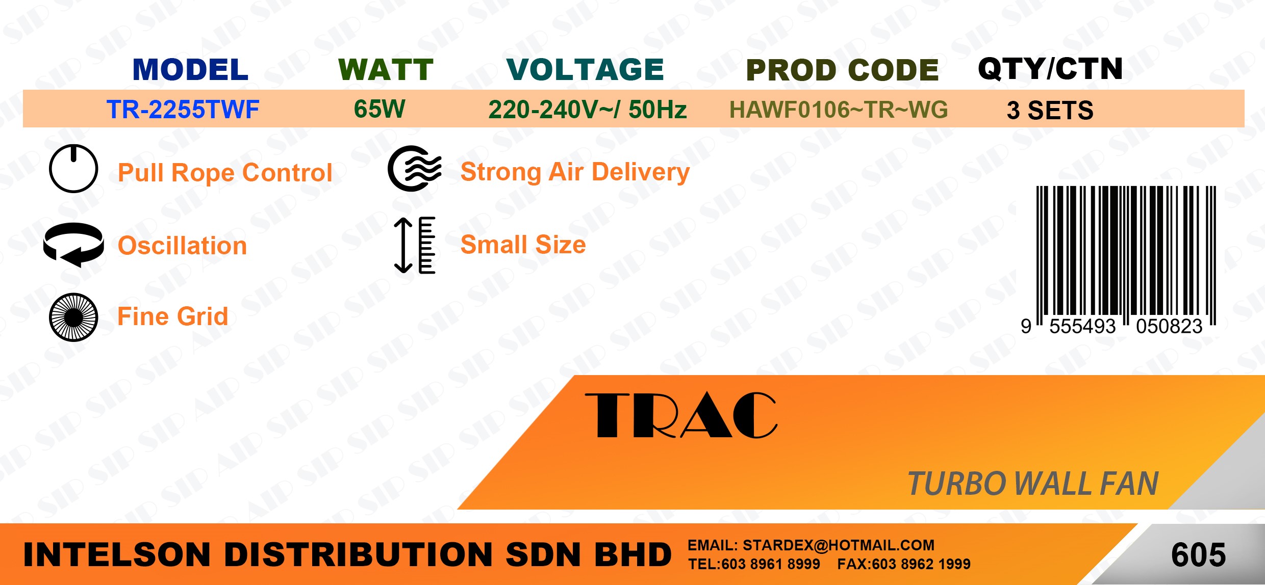 TRAC TR2255 TR-2255TWF 9'' 9 Inch Pull Chain Pull String Turbo Tornado ...