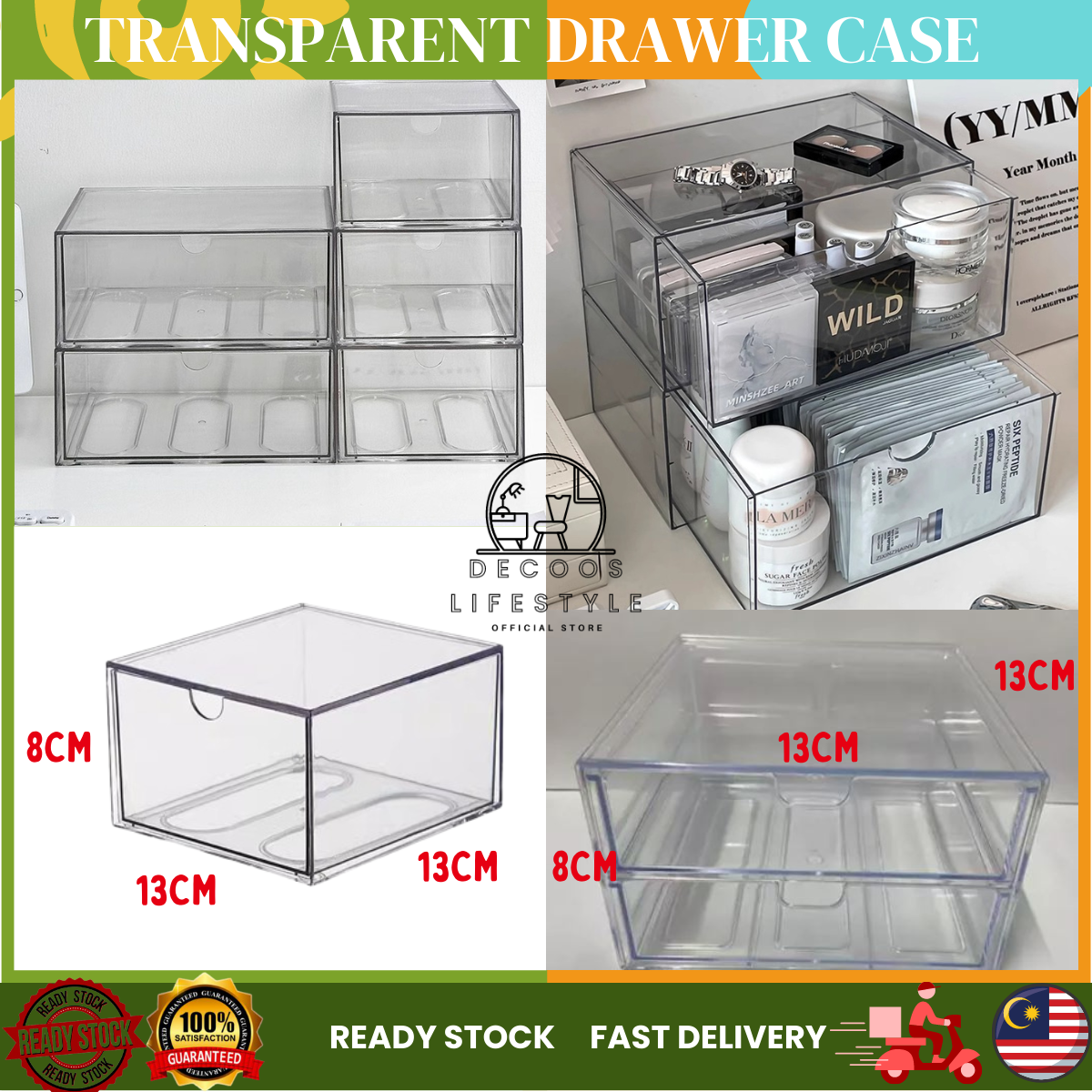 Transparent Drawer Case Single Layer 2 Layer Toy Display Box Case ...