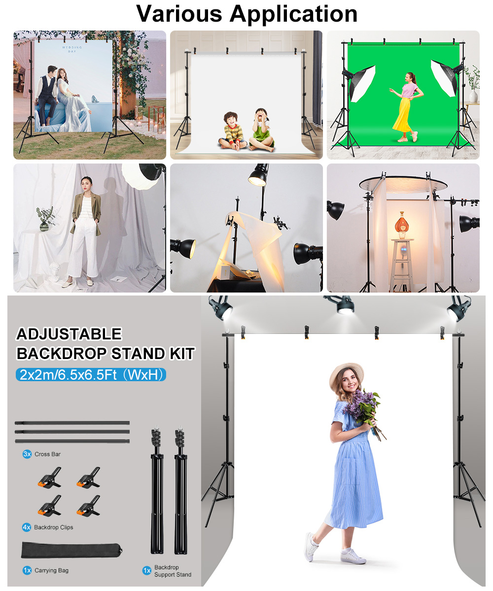 2.6x3M Photo Video Studio Backdrop Background Stand With Cloth ...